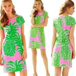 Lilly Pulitzer Loren Pink Pineapple Flamenco 100% Pima Cotton Dress Size Small